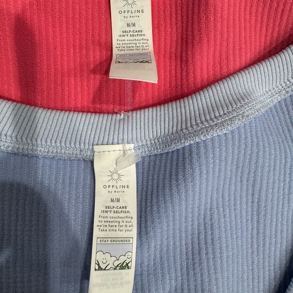 Aerie Pink and Blue Ribbed Crop Tops M NWOT - Picture 3 of 3